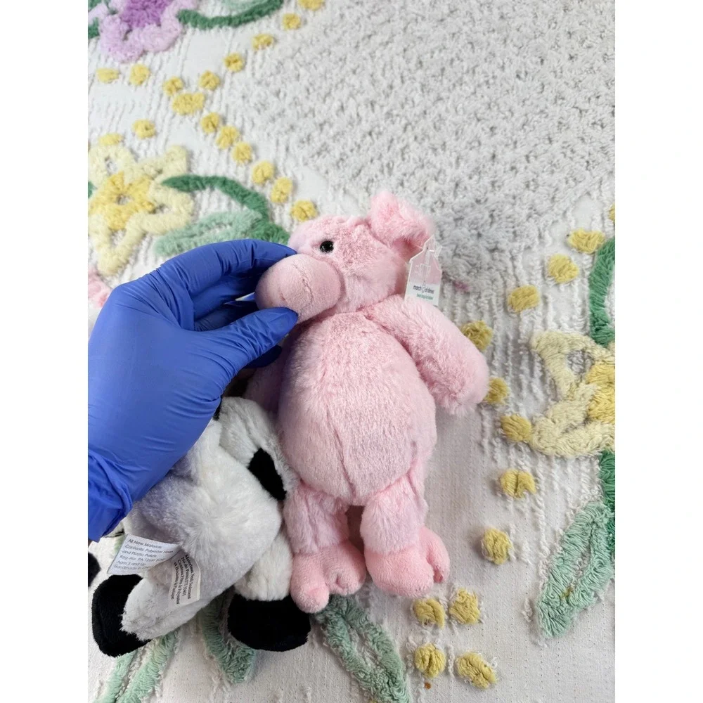 Plushland March of Dimes Bean Bag Plush Set Pink Pig White Cow Farm Animals 8